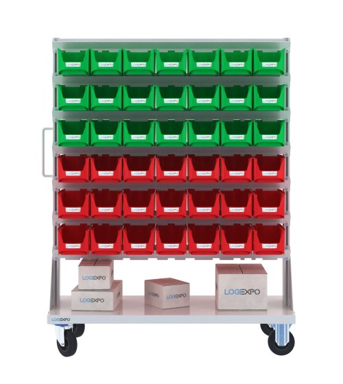 CARRELLO PORTAMINUTERIA con 84 contenitori a bocca di lupo