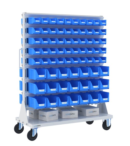 CARRELLO PORTA MINUTERIA con 142 contenitori a bocca di lupo