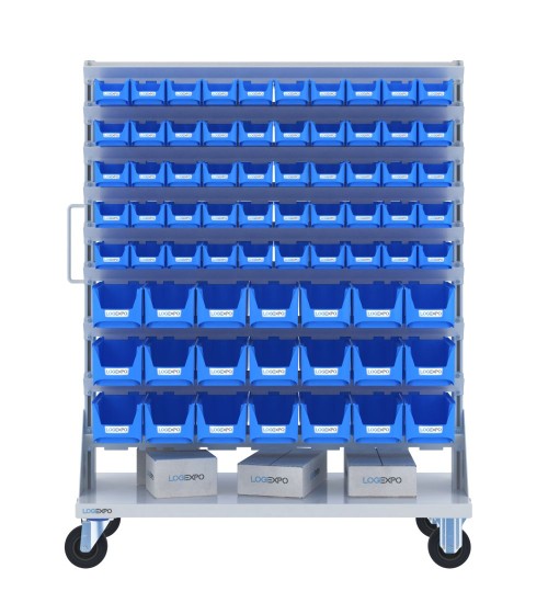 CARRELLO PORTA MINUTERIA con 142 contenitori a bocca di lupo