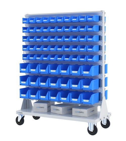 CARRELLO PORTA MINUTERIA con 142 contenitori a bocca di lupo