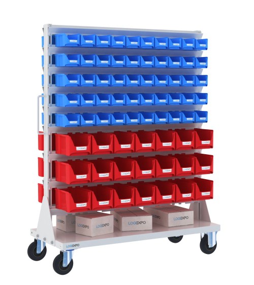 CARRELLO PORTA MINUTERIA con 142 contenitori a bocca di lupo