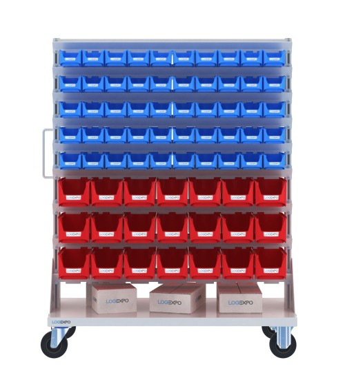 CARRELLO PORTA MINUTERIA con 142 contenitori a bocca di lupo