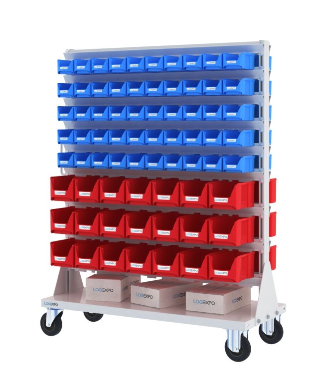 CARRELLO PORTA MINUTERIA con 142 contenitori a bocca di lupo