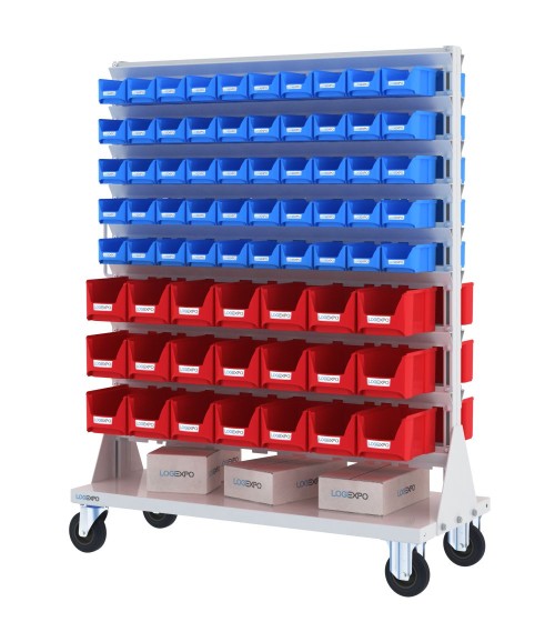 CARRELLO PORTA MINUTERIA con 142 contenitori a bocca di lupo