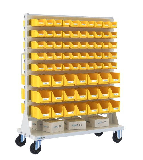 CARRELLO PORTA MINUTERIA con 142 contenitori a bocca di lupo