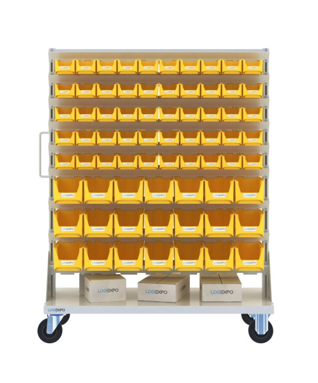 CARRELLO PORTA MINUTERIA con 142 contenitori a bocca di lupo