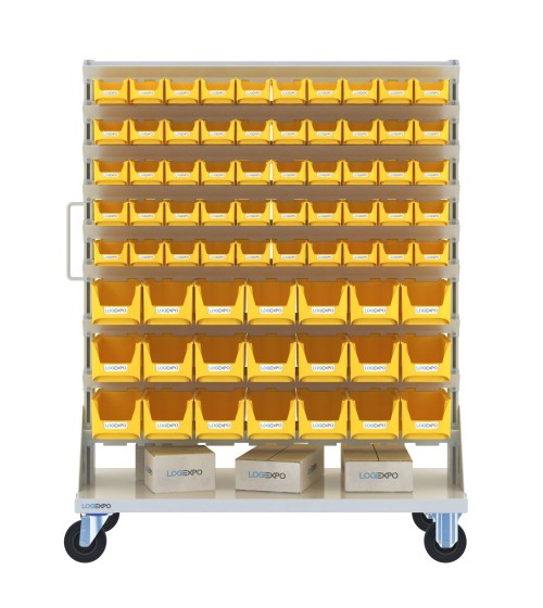 CARRELLO PORTA MINUTERIA con 142 contenitori a bocca di lupo