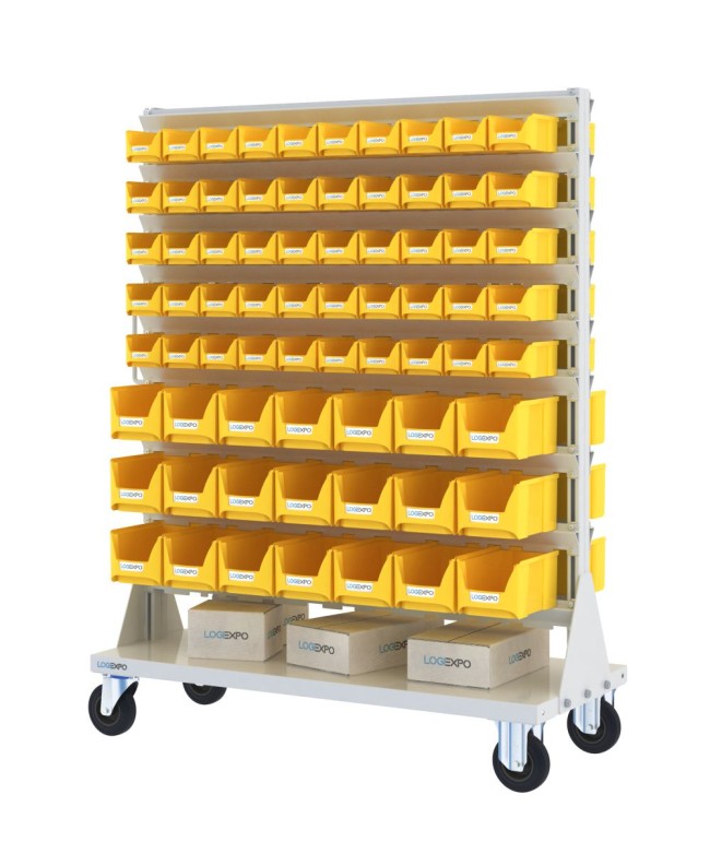 CARRELLO PORTA MINUTERIA con 142 contenitori a bocca di lupo