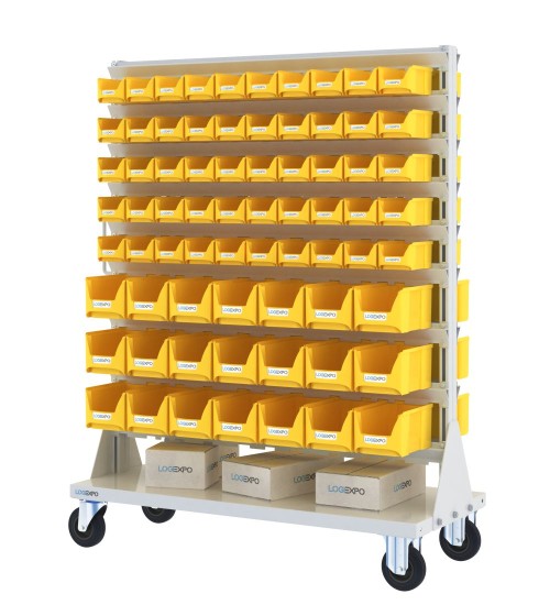 CARRELLO PORTA MINUTERIA con 142 contenitori a bocca di lupo