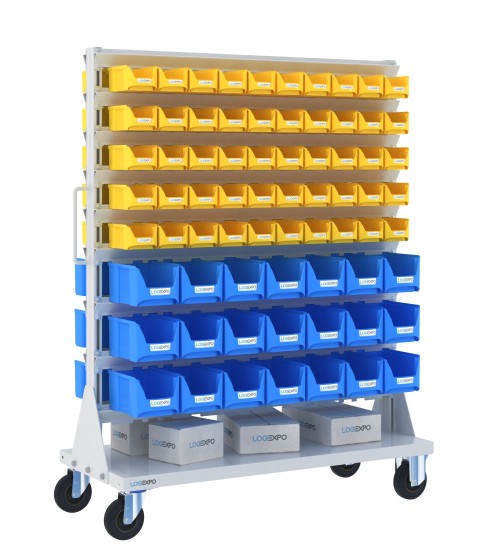 CARRELLO PORTA MINUTERIA con 142 contenitori a bocca di lupo