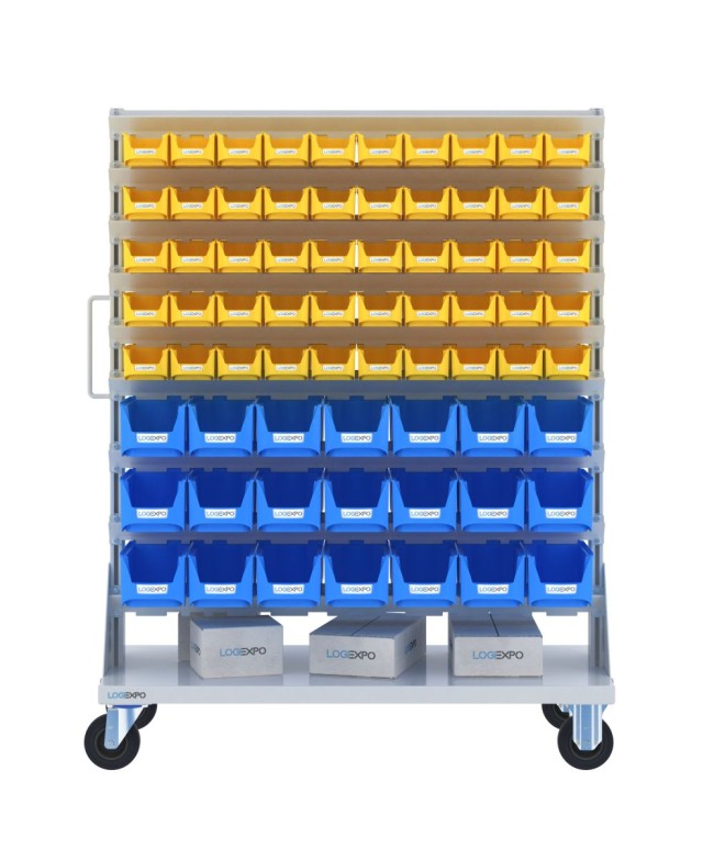 CARRELLO PORTA MINUTERIA con 142 contenitori a bocca di lupo