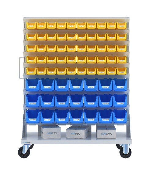 CARRELLO PORTA MINUTERIA con 142 contenitori a bocca di lupo