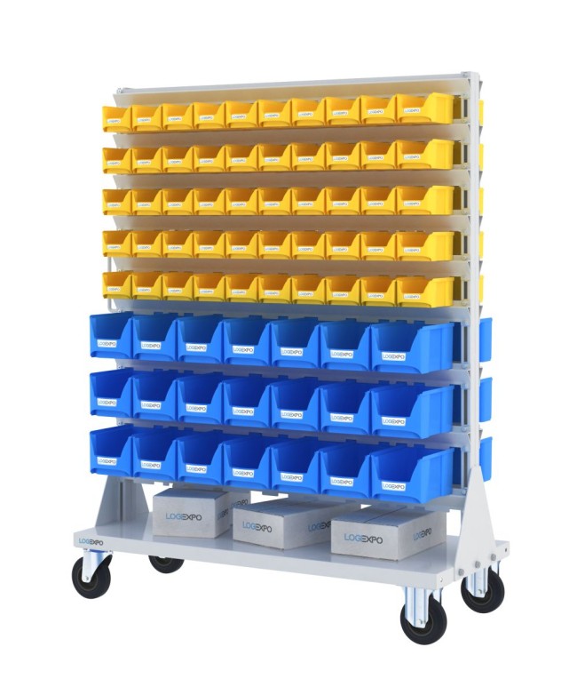 CARRELLO PORTA MINUTERIA con 142 contenitori a bocca di lupo