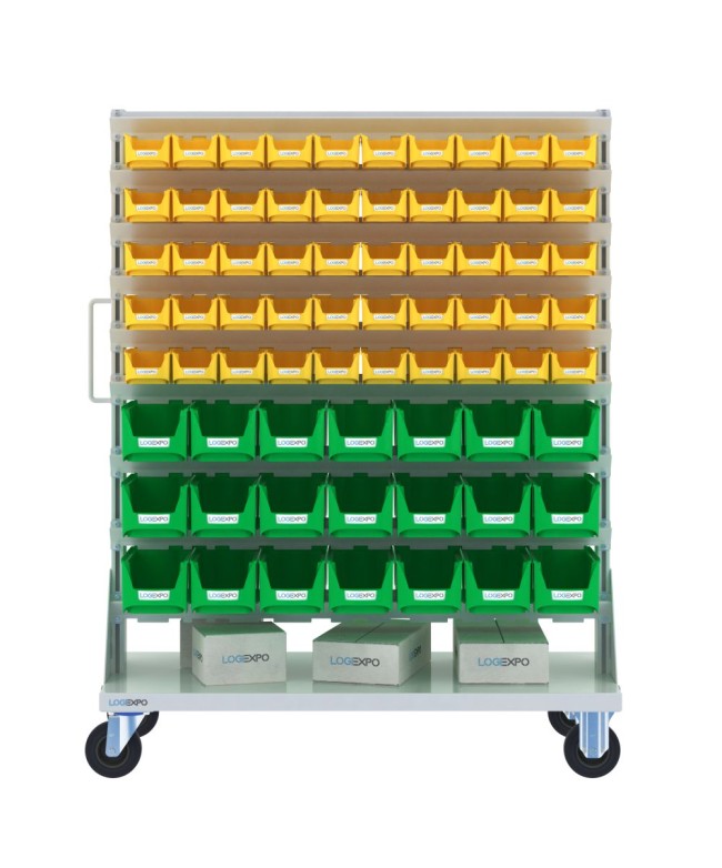 CARRELLO PORTA MINUTERIA con 142 contenitori a bocca di lupo