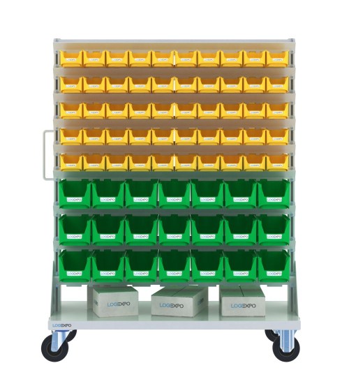 CARRELLO PORTA MINUTERIA con 142 contenitori a bocca di lupo