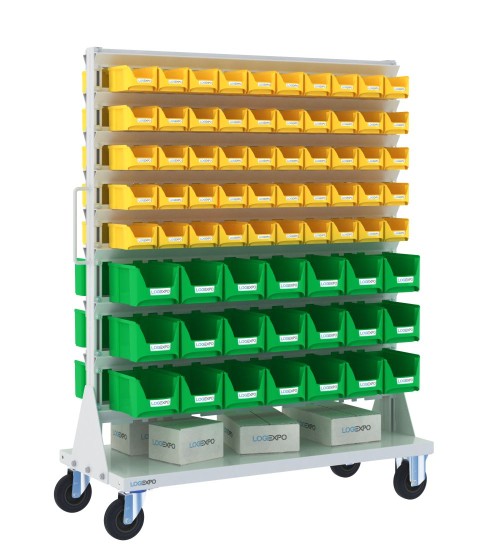 CARRELLO PORTA MINUTERIA con 142 contenitori a bocca di lupo