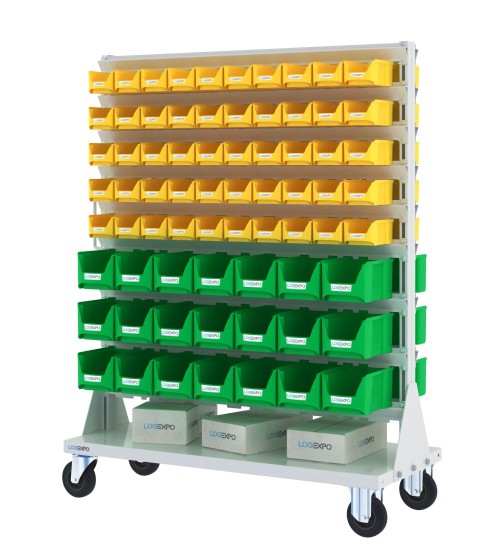 CARRELLO PORTA MINUTERIA con 142 contenitori a bocca di lupo