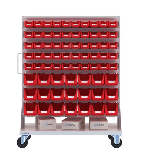 CARRELLO PORTA MINUTERIA con 142 contenitori a bocca di lupo