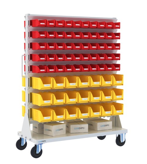 CARRELLO PORTA MINUTERIA con 142 contenitori a bocca di lupo