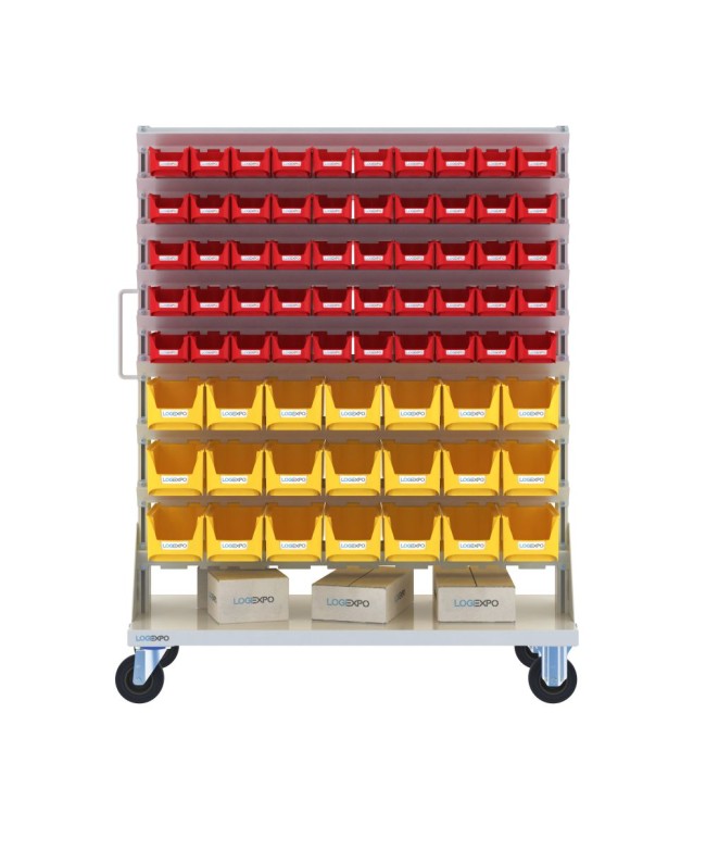 CARRELLO PORTA MINUTERIA con 142 contenitori a bocca di lupo