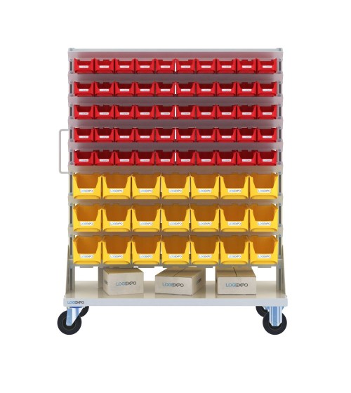 CARRELLO PORTA MINUTERIA con 142 contenitori a bocca di lupo