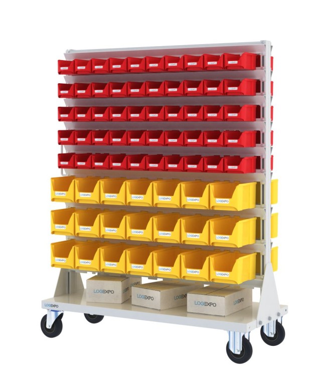 CARRELLO PORTA MINUTERIA con 142 contenitori a bocca di lupo