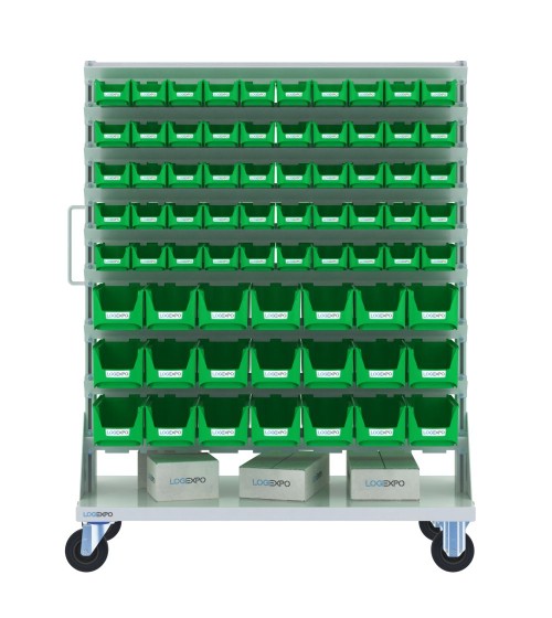 CARRELLO PORTA MINUTERIA con 142 contenitori a bocca di lupo