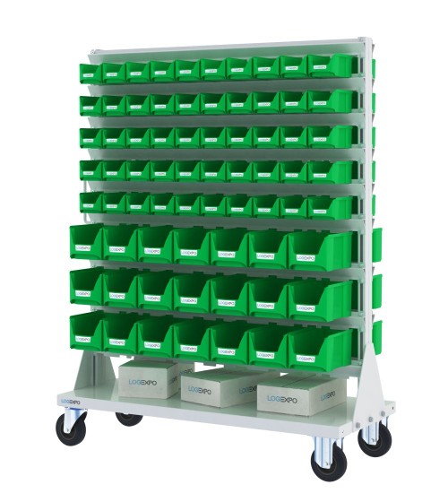 CARRELLO PORTA MINUTERIA con 142 contenitori a bocca di lupo