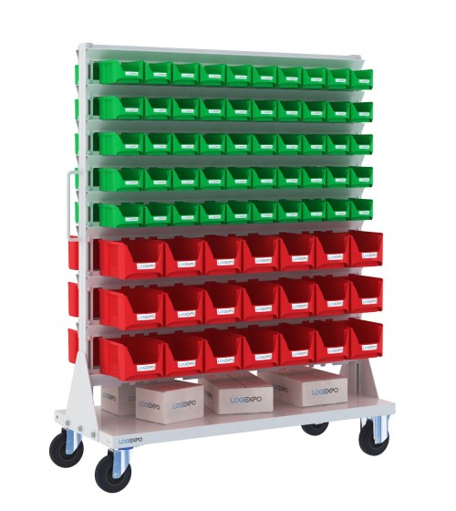 CARRELLO PORTA MINUTERIA con 142 contenitori a bocca di lupo