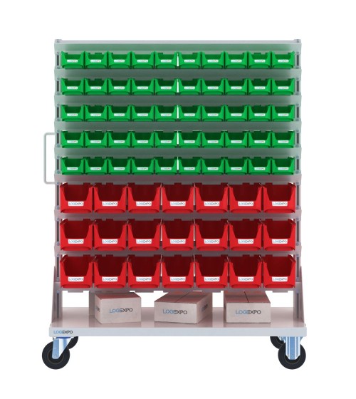 CARRELLO PORTA MINUTERIA con 142 contenitori a bocca di lupo