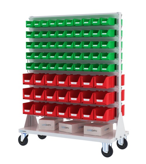 CARRELLO PORTA MINUTERIA con 142 contenitori a bocca di lupo