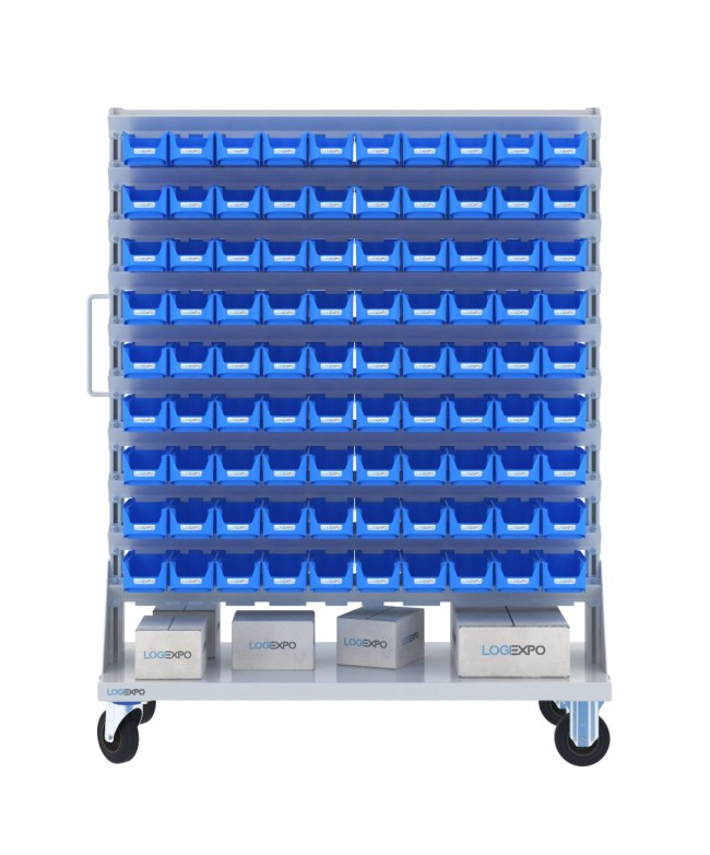 CARRELLO PORTAMINUTERIE con 180 contenitori a bocca di lupo