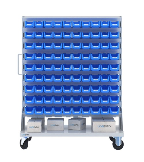 CARRELLO PORTAMINUTERIE con 180 contenitori a bocca di lupo