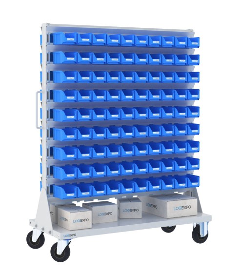 CARRELLO PORTAMINUTERIE con 180 contenitori a bocca di lupo