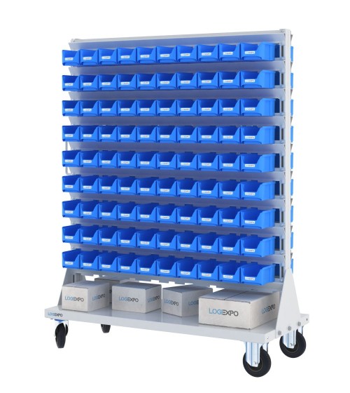 CARRELLO PORTAMINUTERIE con 180 contenitori a bocca di lupo