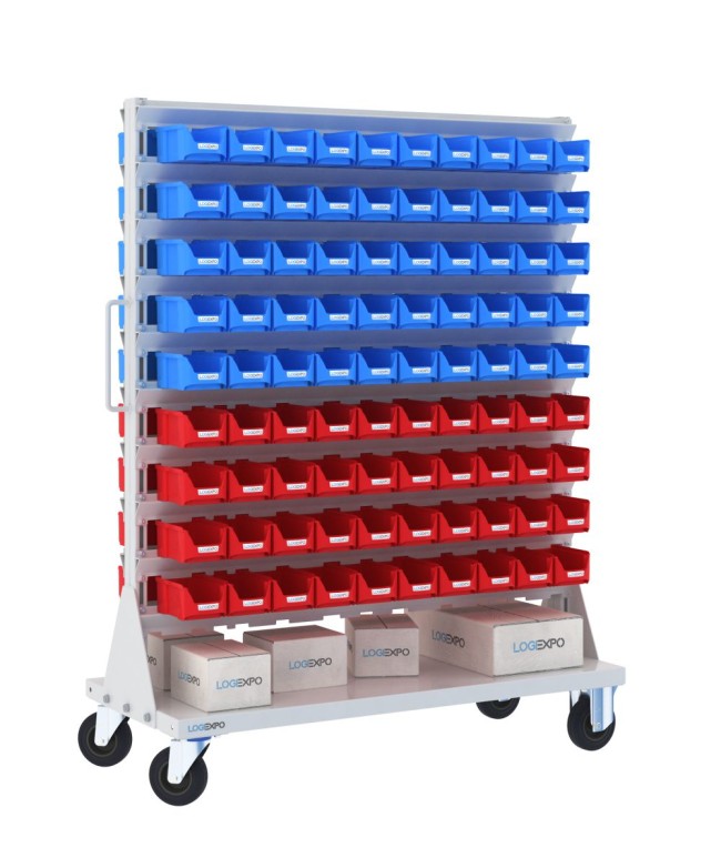 CARRELLO PORTAMINUTERIE con 180 contenitori a bocca di lupo