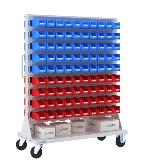 CARRELLO PORTAMINUTERIE con 180 contenitori a bocca di lupo