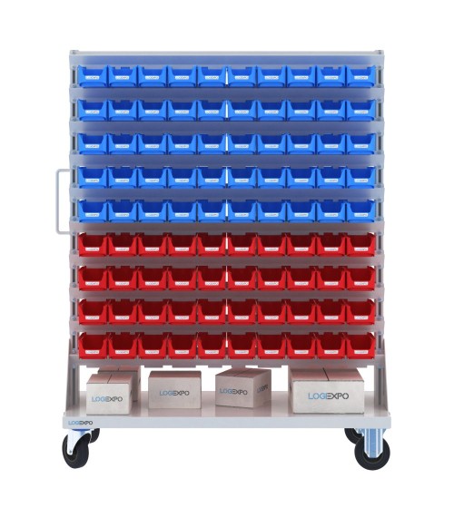 CARRELLO PORTAMINUTERIE con 180 contenitori a bocca di lupo