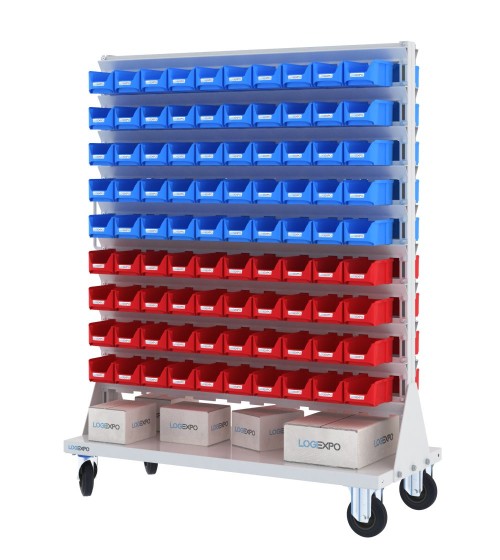 CARRELLO PORTAMINUTERIE con 180 contenitori a bocca di lupo