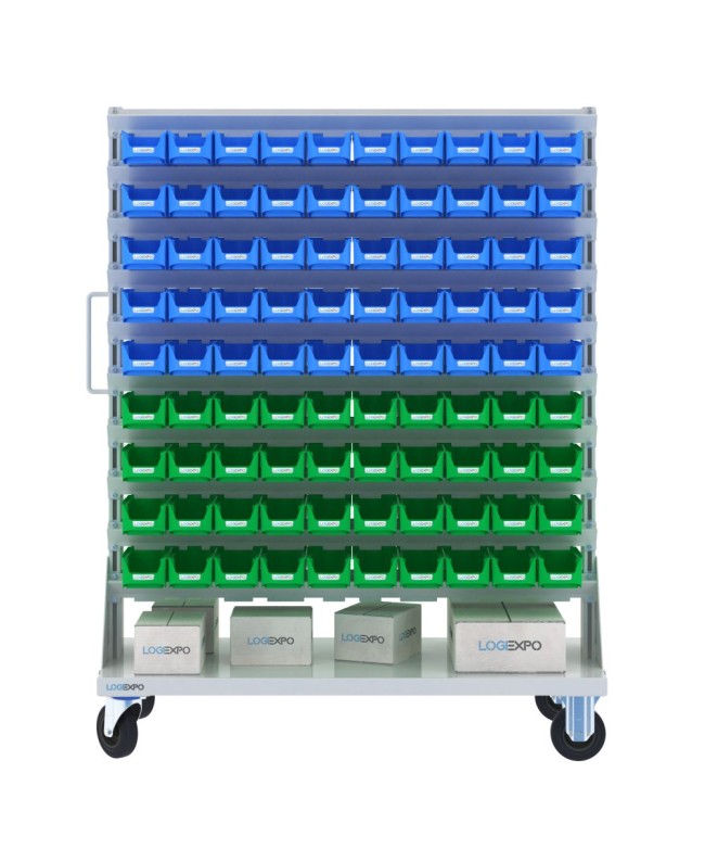 CARRELLO PORTAMINUTERIE con 180 contenitori a bocca di lupo