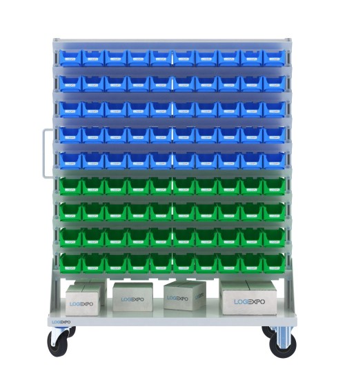 CARRELLO PORTAMINUTERIE con 180 contenitori a bocca di lupo