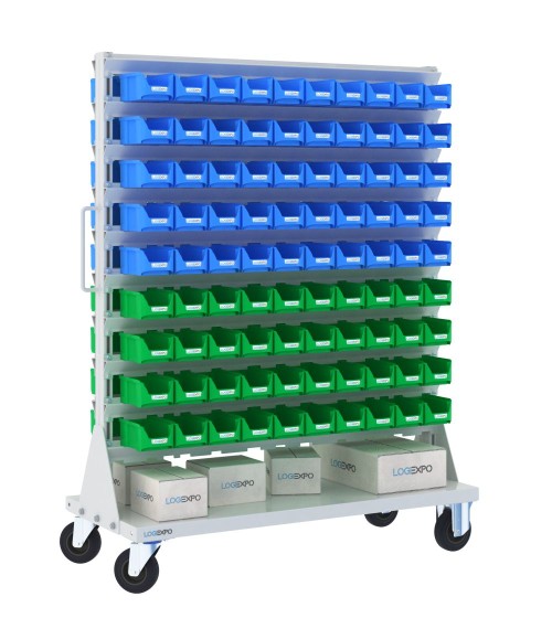 CARRELLO PORTAMINUTERIE con 180 contenitori a bocca di lupo