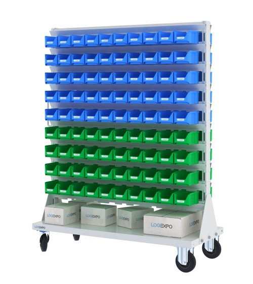 CARRELLO PORTAMINUTERIE con 180 contenitori a bocca di lupo