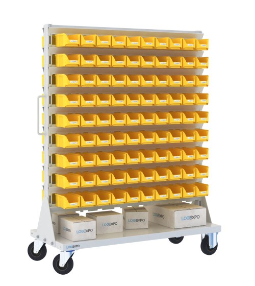 CARRELLO PORTAMINUTERIE con 180 contenitori a bocca di lupo