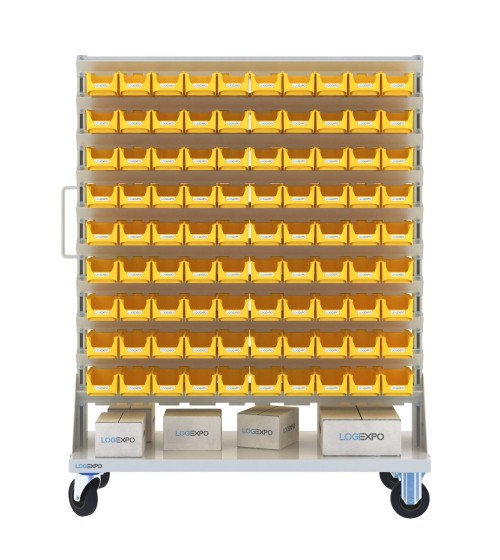 CARRELLO PORTAMINUTERIE con 180 contenitori a bocca di lupo