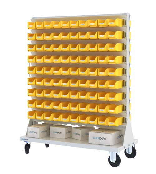 CARRELLO PORTAMINUTERIE con 180 contenitori a bocca di lupo