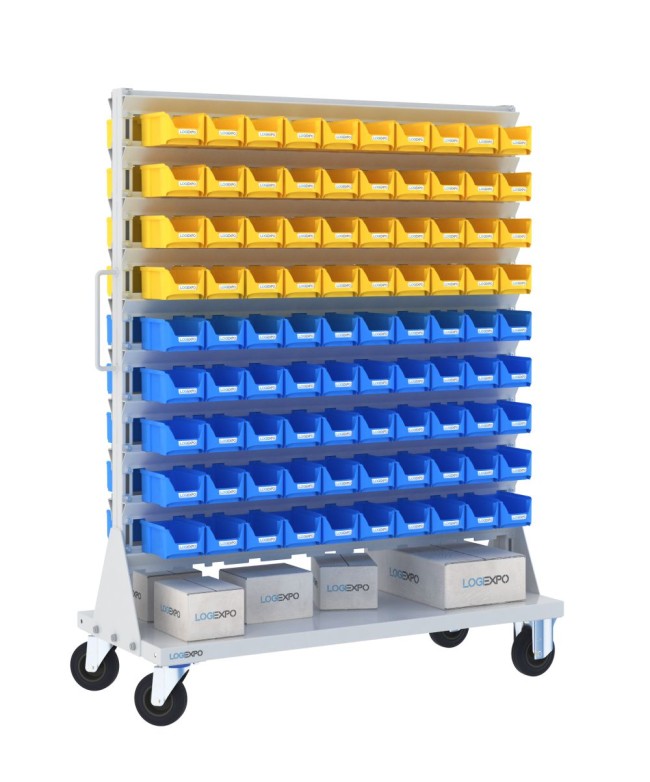 CARRELLO PORTAMINUTERIE con 180 contenitori a bocca di lupo