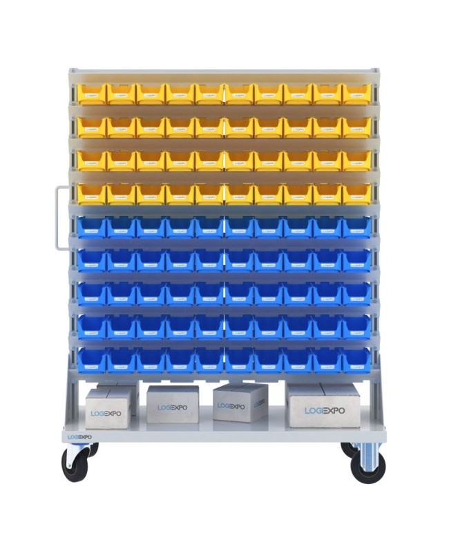 CARRELLO PORTAMINUTERIE con 180 contenitori a bocca di lupo