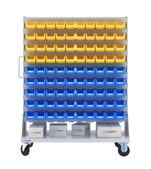 CARRELLO PORTAMINUTERIE con 180 contenitori a bocca di lupo