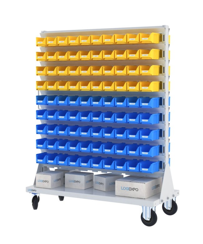 CARRELLO PORTAMINUTERIE con 180 contenitori a bocca di lupo